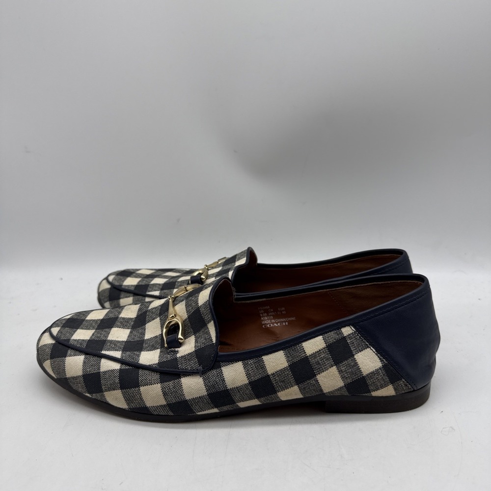 Coach Haley Gingham Loafers  Womens 9.4 Navy/Chalk Horsebit Loafer Shoes - Picture 3 of 15